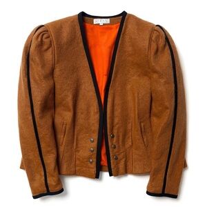 Elegant Brown Jacket with Black Trim